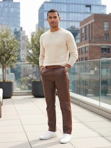 Men brown genuine leather - men's,