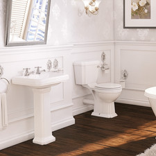 4 Piece Traditional Victorian Suite Toilet WC 600mm 2 TAP Basin, Pedestal, Seat