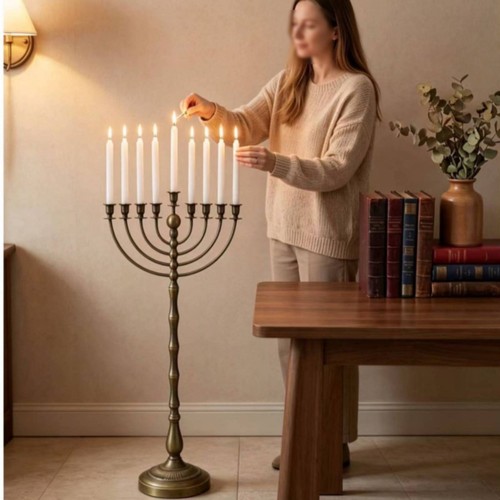 Antique bronze menorah - bronze,