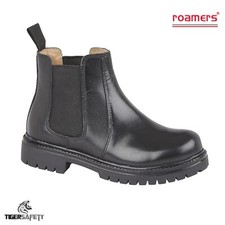 Roamers B525A Kids Boys Smart Black Leather Pull On Chelsea Dealer Boots Childs