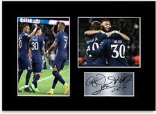 Lionel Messi Neymar Kylian Mbappé PSG Players Signed Photo Display MountA4