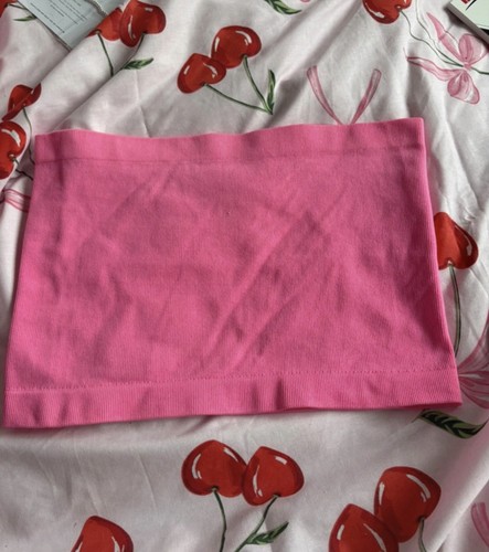 Pink ribbed bandeau - top, m