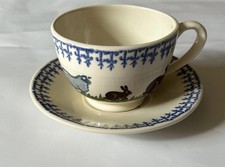 Brixton Pottery Farmyard Breakfast Cup And Saucer Sheep Pigs Rabbit Cow