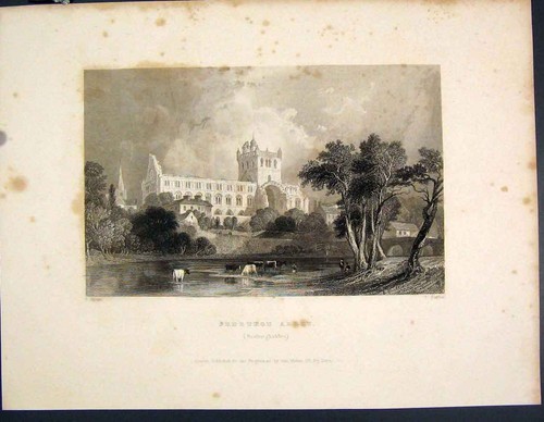 Original old antique print - old,