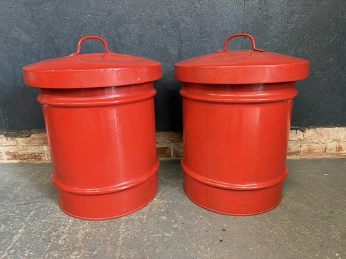 Two metal dustbins - dustbins, lids