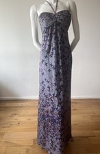 NEW TED BAKER BUTTERFLY  MAXI  DRESS SIZE TB 0 UK 0 PURPLE WHITE 100% POLYESTER