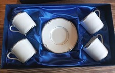 Aynsley Tradition White & Silver 4 Piece Fine English Bone China Tea/Coffee Set