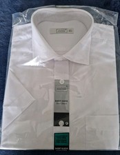 BNWOT PRIMARK WHITE MENS SHORT SLEEVE SHIRT SIZE M 15 1/2 COLLAR