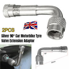 2PCS Car Motorbike Tyre Wheel Valve Extension Adaptor 90 Degree Angle Silver