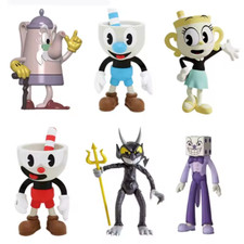 9-10Cm 6Pcs/Lot Cuphead Mugman the Chalice PVC Action Figure Model Toys Cute Car