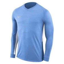 Nike Tiempo Premier Jersey Mens S Blue Striped Long Sleeve V‑Neck Raglan Dri‑Fit