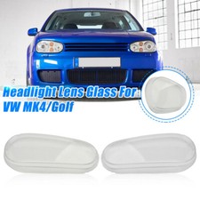 Pair Clear Headlight Lens Glass Cover Lampshade For VW MK4 Golf GTI 1999-2005 UK