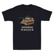 World War 2 Americans Tank M4 Sherman Memorabilia Vintage Men's Cotton T-Shirt