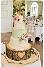 Wooden log cake stand, rustic