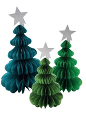 Christmas Tree Honeycomb Paper 3 Pack Party Hanging Reusable Decoration Festive