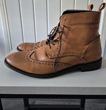 Dune Brogue Boots, Tan, Size