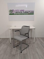 Haworth Height Settable Desk, White Top & Frame, W1200mm w/ Steelcase Confere...