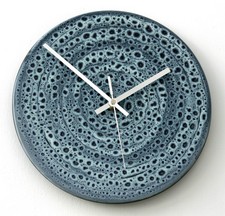 Vintage 26cm Ceramic Wall Clock - Retro Mid Century Style French Blue Fat Lava