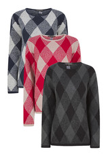 Bon Marche Ladies Diamond Argyle Jumper Festive Knit Red Blue Black