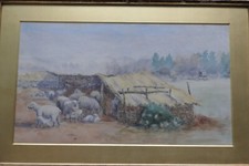 Josephine Blundell (1861-1935) Late 19th C Watercolour. 'In A Dorset Sheepfold'