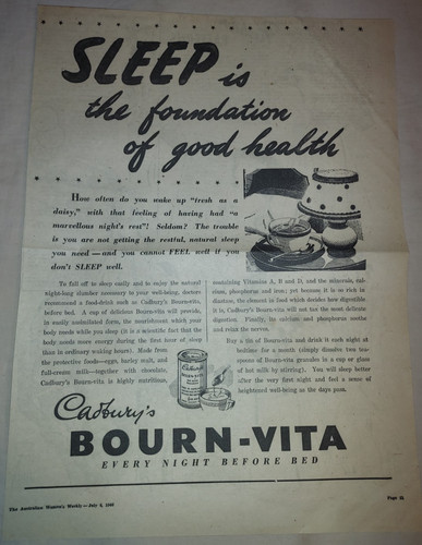 Vtg 1946 cadbury bourn - vtg, cadbury's
