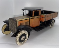 Vintage Tinplate Windup Clockwork Tipper Lorry 1940’s? Red Toy Truck Working 