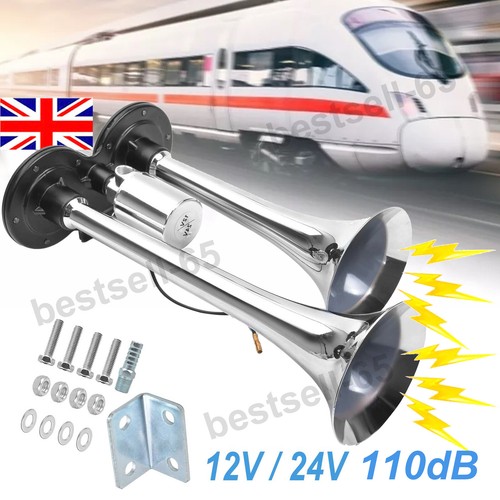 24v twin air horn chrome - 12/24v,