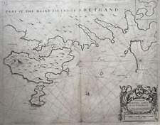 1693 Antique Map; Collins Sea Chart: Shetland Mainland; Bressay. Very Good