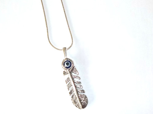Tibet silver feather pendant - pendant, &