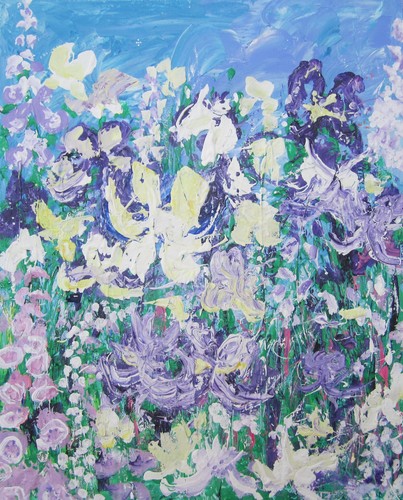 Irises the cottage garden - cottage,