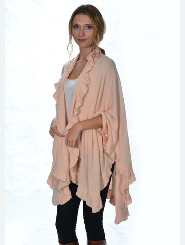Pink wrap ruffled - pink, shawl