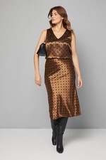 Wallis Gold Midi Skirt Womens
