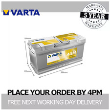 A4 AGM Car Battery 12V Varta Silver Dynamic 4 Yr Warranty Type 020