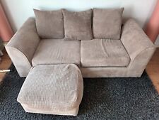 Jumbo Cord Brown/Cream 3 Seater Sofa & Stool