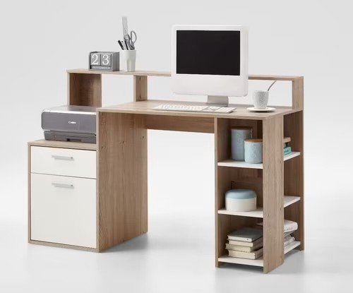 Desk white oak effect - white,