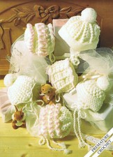 (BA1) BABY BONNETS/ HELMETS WITH POM POMS, EAR FLAPS & FRILLS CROCHET PATTERN