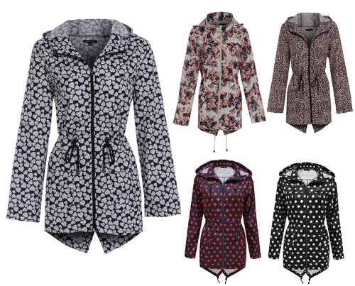 New womens black rain mac - new,