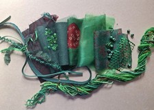 Embroidery Pack GREEN: Fabrics/Beads & Sequins/Threads & Yarns/Ribbons