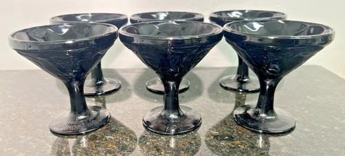 Black glass dessert coupes set - glass,