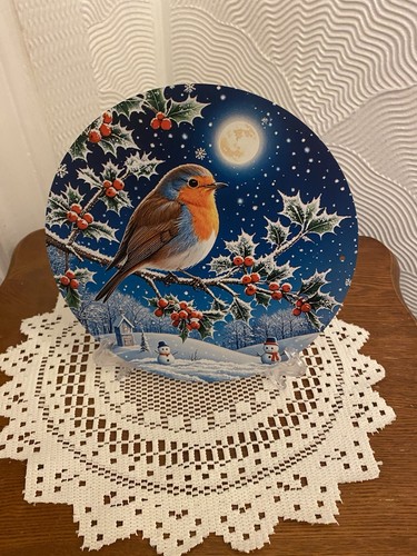 Xmas robin scene metal - robin,