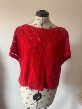 Babaa Red Crochet Knit Crop