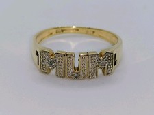 9ct Gold Diamond Mum Ring Fully Hallmarked Size L 1/2