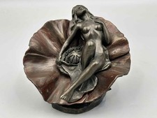 Heredities Cold Cast Bronze Summer Days Naked Nymph on Flower Figurine