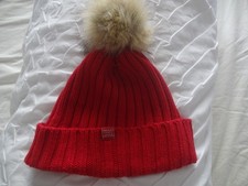 Joules V Popperpom Red Knitted Winter Bobble Hat One Size VGC