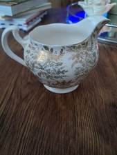 Vintage Royal Vale Bone China Gold & White Milk/ Cream Jug 