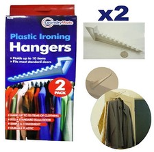 2 Over the Door HOOKS Neat Space Saving IRONING Clothes Multi Coat Hanger Holder
