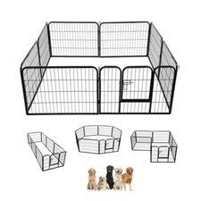 8 Panel Dog Playpen Pet Pen Rabbit Fence Metal Heavy Duty for Puppy,Cat UKDC