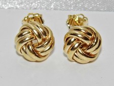 9CT YELLOW GOLD LOVE KNOT LADIES STUD EARRINGS ~ UK HALLMARKED - SOLID 9K GOLD