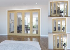 Oak Internal Bifold Doors Unfinished Shaker 1 Lite Clear Glass 3 & 4 Door Option