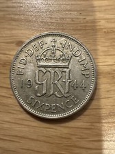 KING GEORGE VI SIXPENCE - 1944
